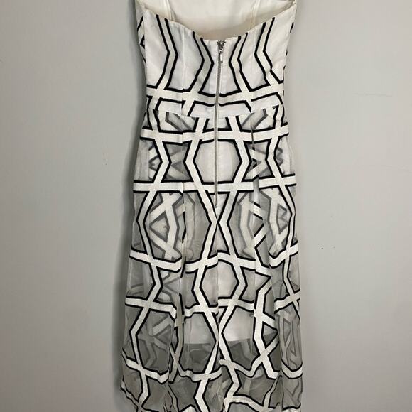 NICHOLAS Black and White Halter Sheath Midi Dress Size 0 - Picture 3 of 9